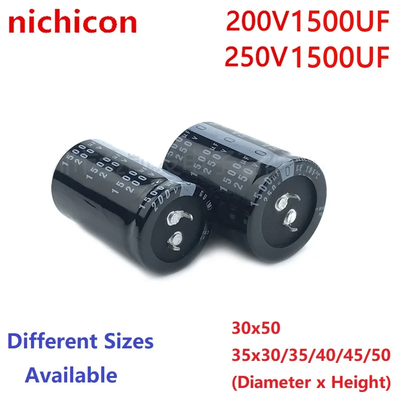Nichicon 1500uF 200V 1500uF 250V 30x50 35x30/35/40/45/50 Snap-in PSU Capacitor 2Pcs/Lot