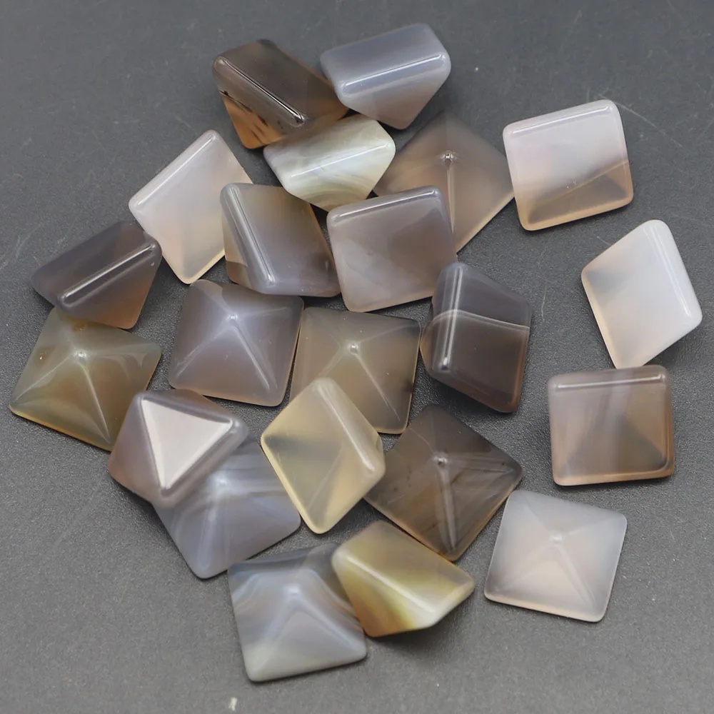 

14x10mm Natural Stone Pyramid Shape CAB Cabochon Grey Agate Beads for Jewelry&Clothes Accessories Wholesale 30Pcs Free Shipping
