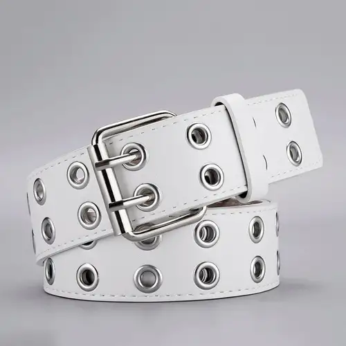 1pc Women's Belt Trend Simple Double Hole Men Belt Punk Hip Hop Rock Style Subculture Y2K Belt Punch Free Belt for Men and Women - Image 10