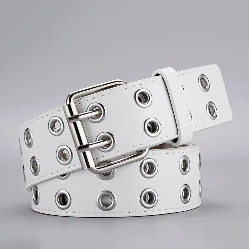 1pc Women's Belt Trend Simple Double Hole Men Belt Punk Hip Hop Rock Style Subculture Y2K Belt Punch Free Belt for Men and Women - Image 10
