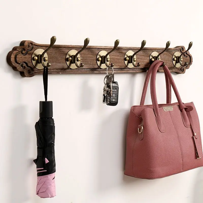 Luxury Robe Solid Wooden Coat Rack with 4/5/6/7/8 Hooks Wall Clothes Hanger Keys Hat Storage Hanging for Entrance Hall Furniture