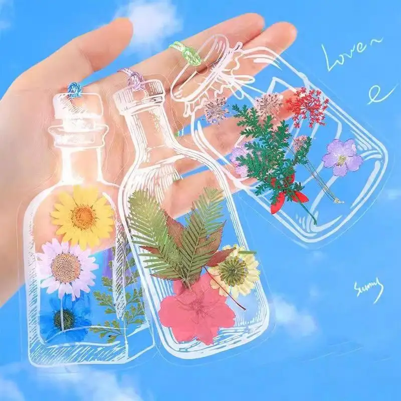 20PCS Creative DIY Bookmark For Students Transparent Wishing Bottle Shape Bookmark Scrapbook Sticker Material Small Gift