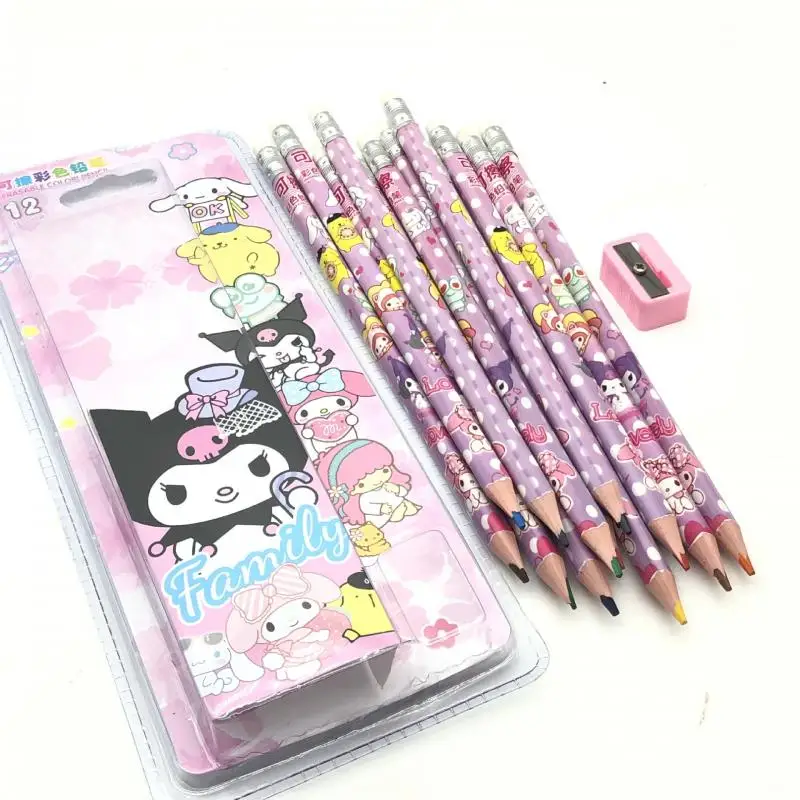 12 Stuks Sanrio Kleurrijke Pen Kawaii Kuromi Mymelody Cartoon Doos ...