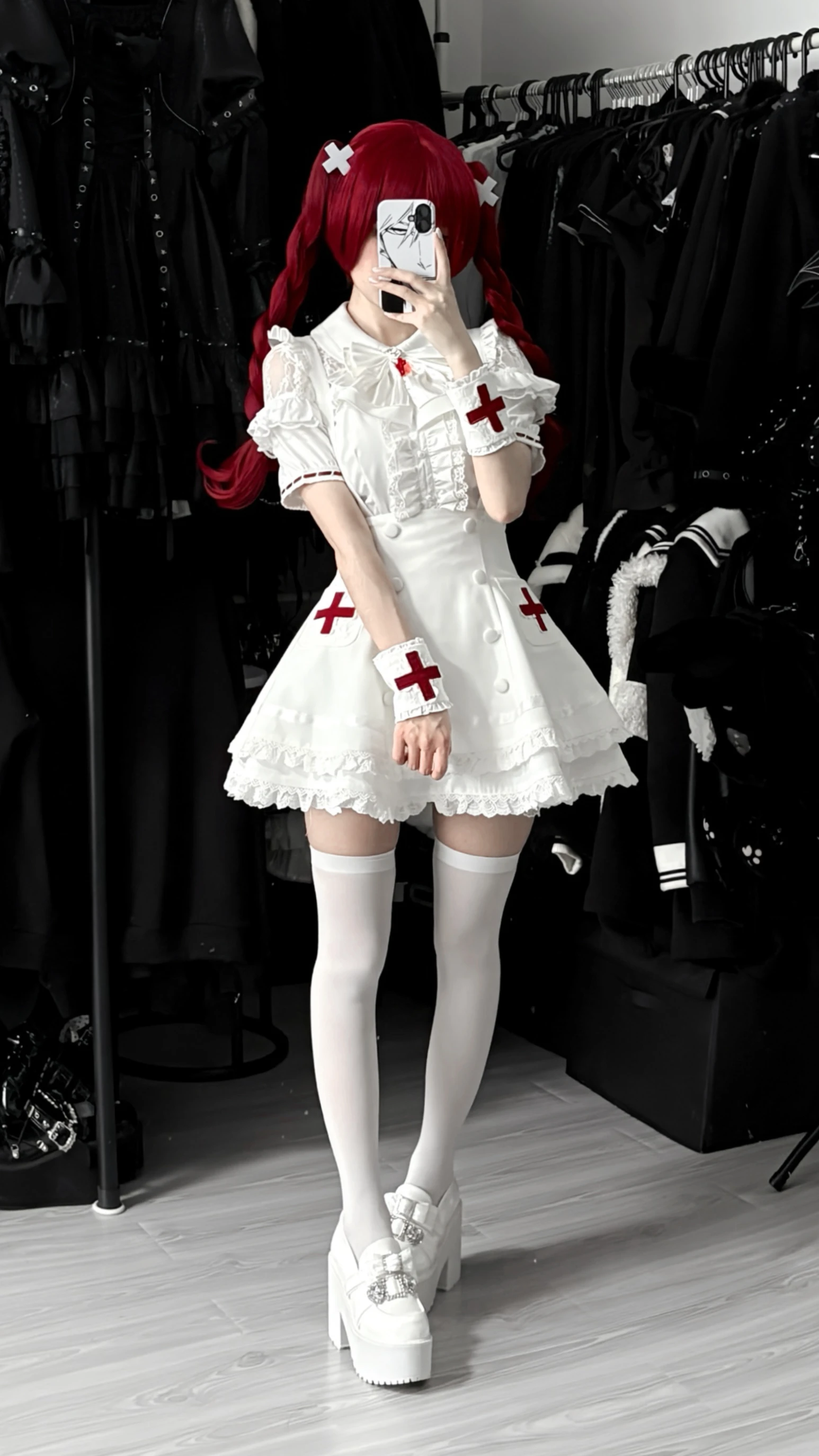 Women's White Gothic Lolita Two-Piece Set