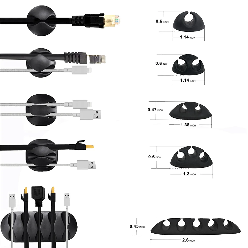 

152 Pcs Cable Management Cord Organizer Kit, Include Self Adhesive Cable Organizer Clips, Cable Sleeves Management Clips