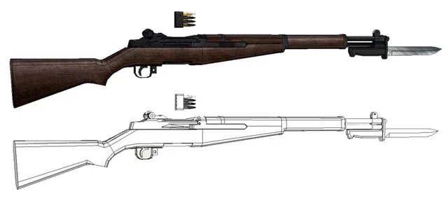 1:1 M1 Garland Paper Model Weapon Gun 3D Handmade Drawings Firearms Military Fight 3