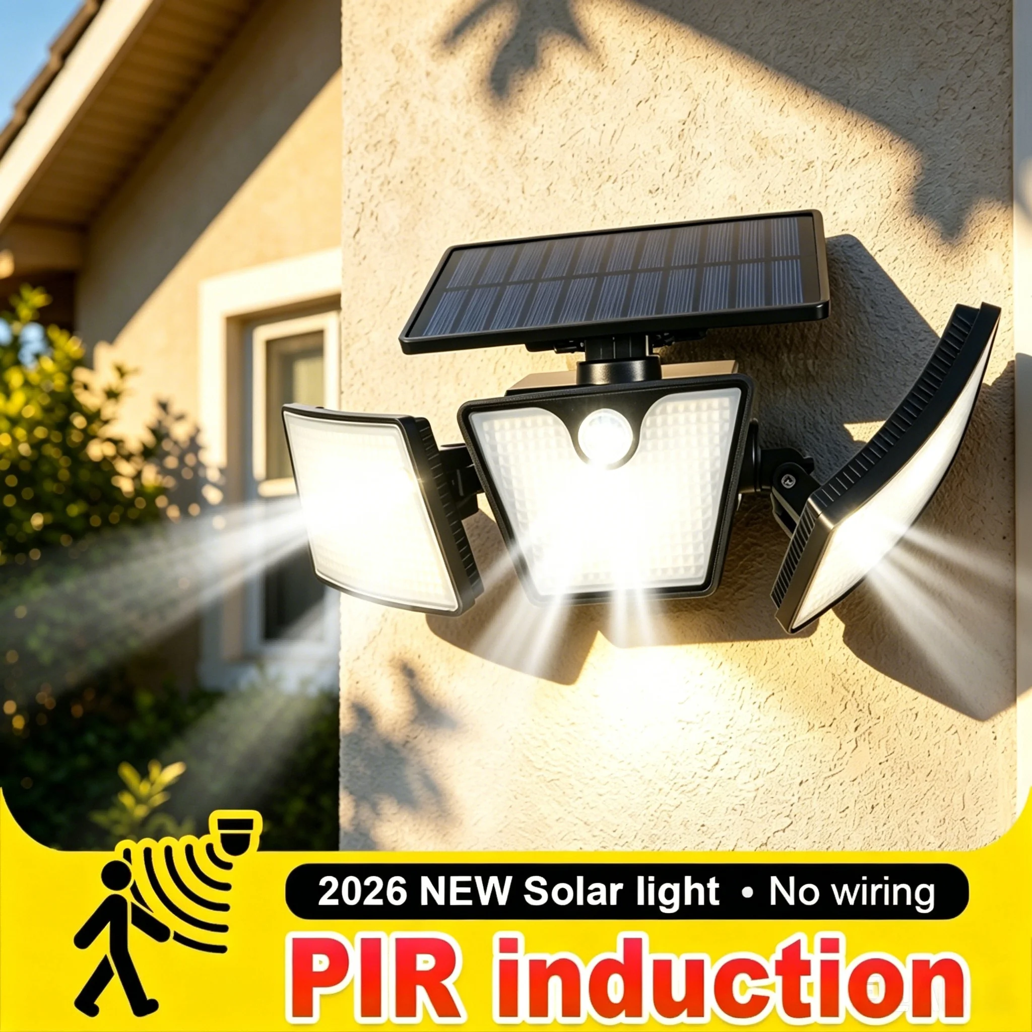 Waterproof Solar-Powered Motion Sensor Outdoor Flood Lights with 265 LED for Security and Patio Lighting
