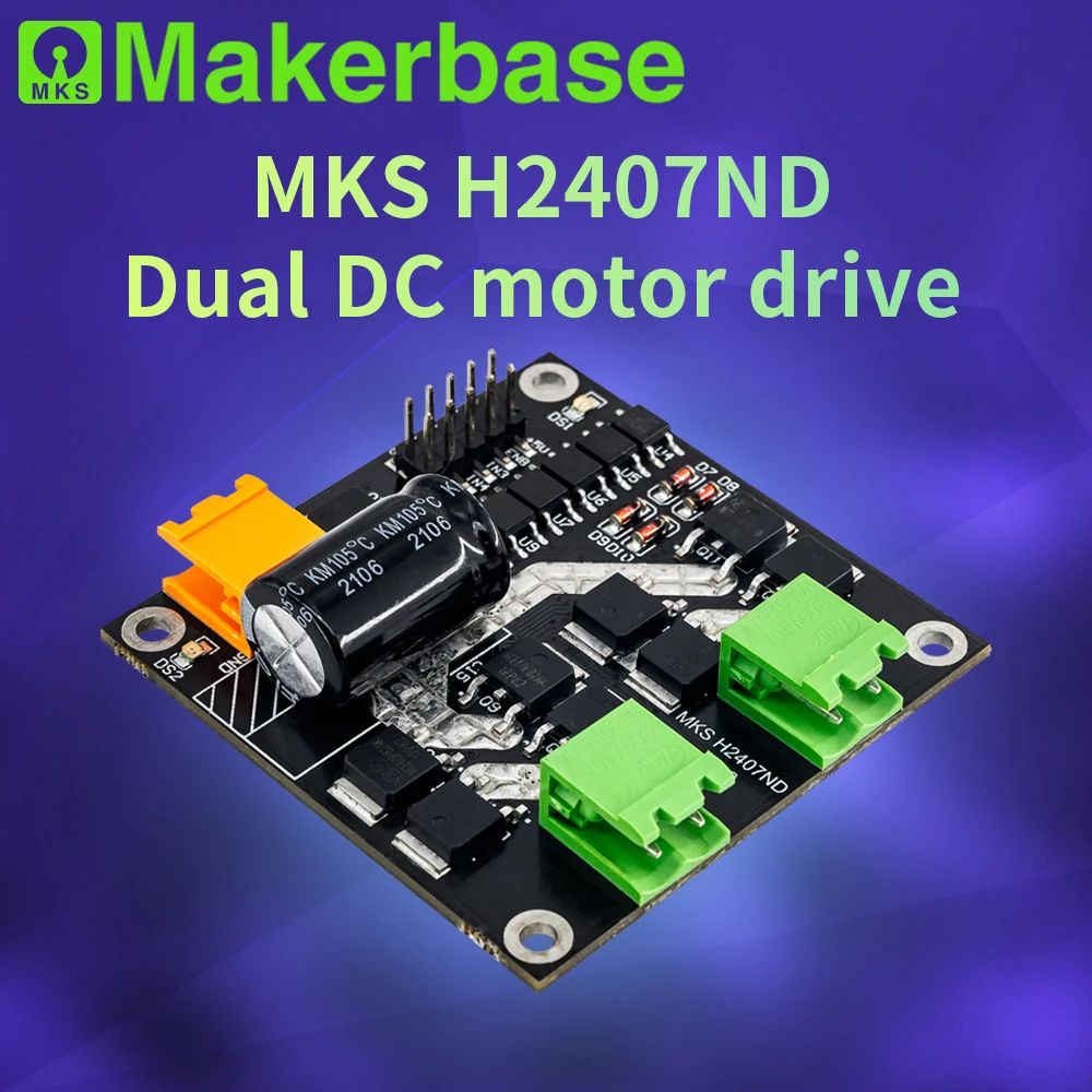 

Makerbase H2407ND 24 В/7A 160 Вт двойная плата привода двигателя постоянного тока H Мост L298 логика
