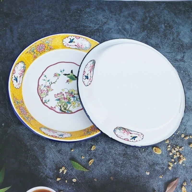 25-40cm Jade-Yellow Enamel Tea Plate Hand-Crafted Palace-Inspired Multi-Functional Durable  Food-Safe Bowls Soup  Plates Trays 2