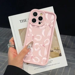 Elegant Pink Stepped Edge Bow Design Phone Case Cover - iPhone 12 Pro (1)