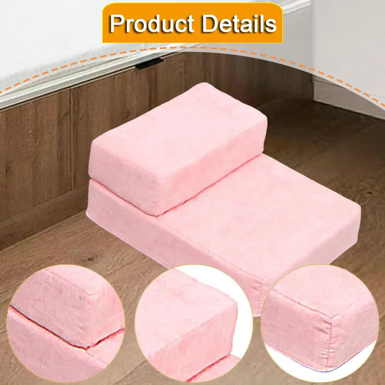 Dog Stairs with Washable Cover Staircase Ladder for High Bed and Couch Soft Pet Climbing Steps Pet Stairs for Small Dogs