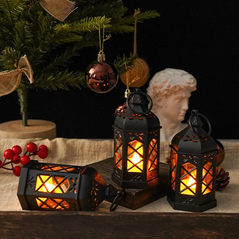 Led Electronic Candle Light Hexagonal Wind Light Portable Handheld Small Lantern Small Night Light Decorative Ornament