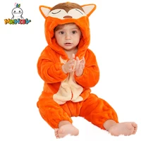 MICHLEY Halloween Cute Cartoon Flannel Baby Rompers Stitch Fox Pajama Cotton Baby Boy Girls Animal Costume Animals Baby Jumpsuit 1