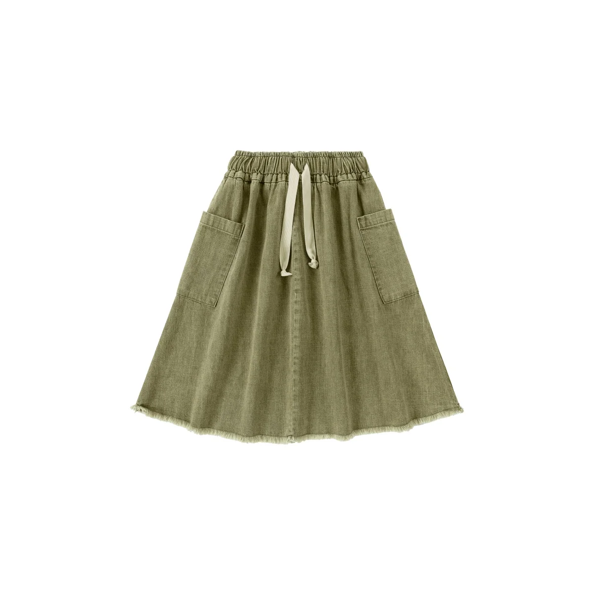 Pre-Order Washed Green Denim Fringe Collection: Kids' Fashion Cotton Apparel