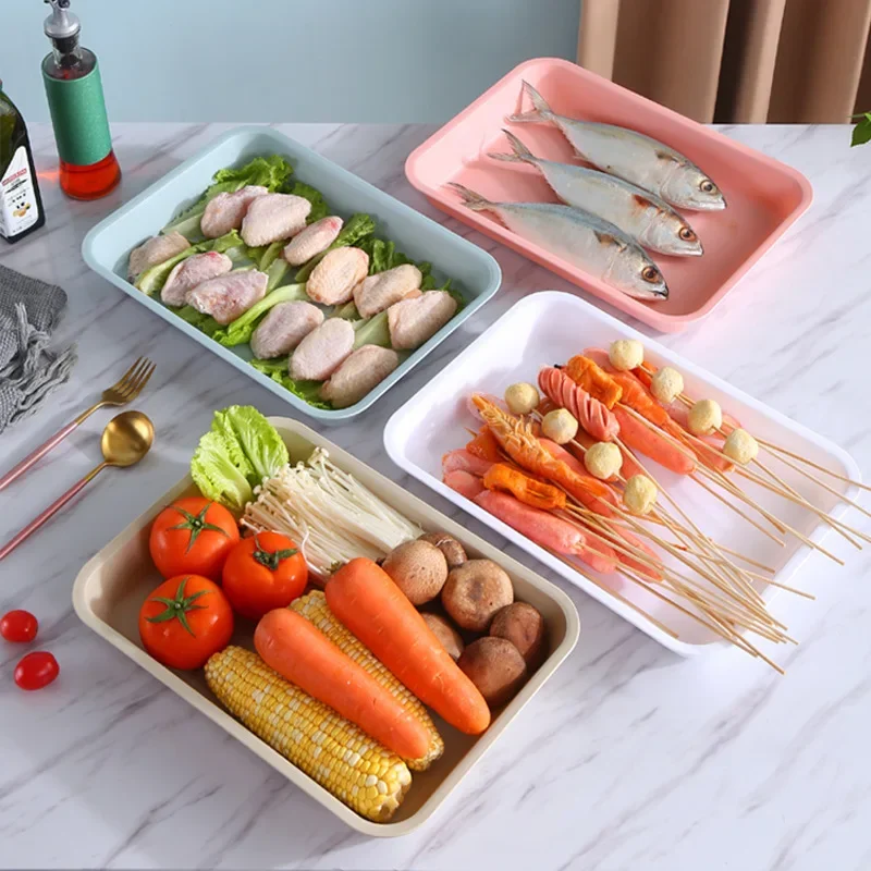 Plastic Rectangular Deepening Tray Deli Dish Bread Plate Breakfast Tray Multifunctional Cup Sundries Storage Kitchen Supplies 6