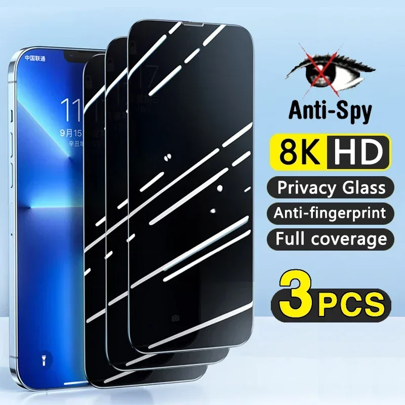 

Защитное стекло с полным покрытием экрана для iPhone 11 12 13 14 15 Pro Max 7 8 14 Plus XS XR 12 Mini, 3 шт.