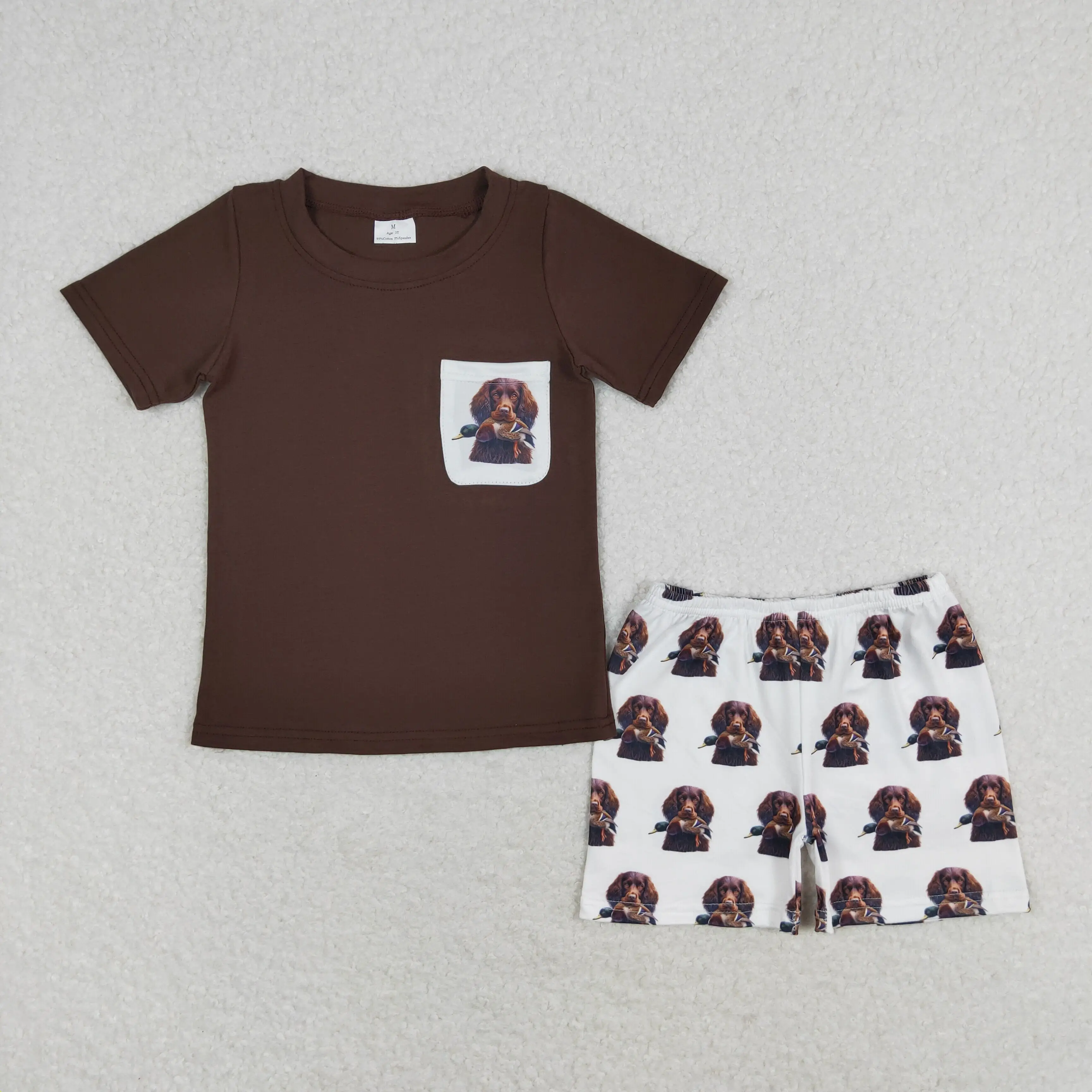 Baby Boy Clothes Children Short Sleeves Tee T-shirt Tops Camo Shorts Toddler Infant Summer Sets Kids Dog Pocket Outfit
