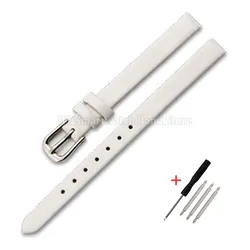Ultra - Thin Waterproof Leather Sport Watch Strap - Soft Wrist Band - 15mm (White - Silver)