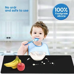 Premium Food Grade Silicone Non - Slip Waterproof Placemat - 60x40x0.2CM (Black)