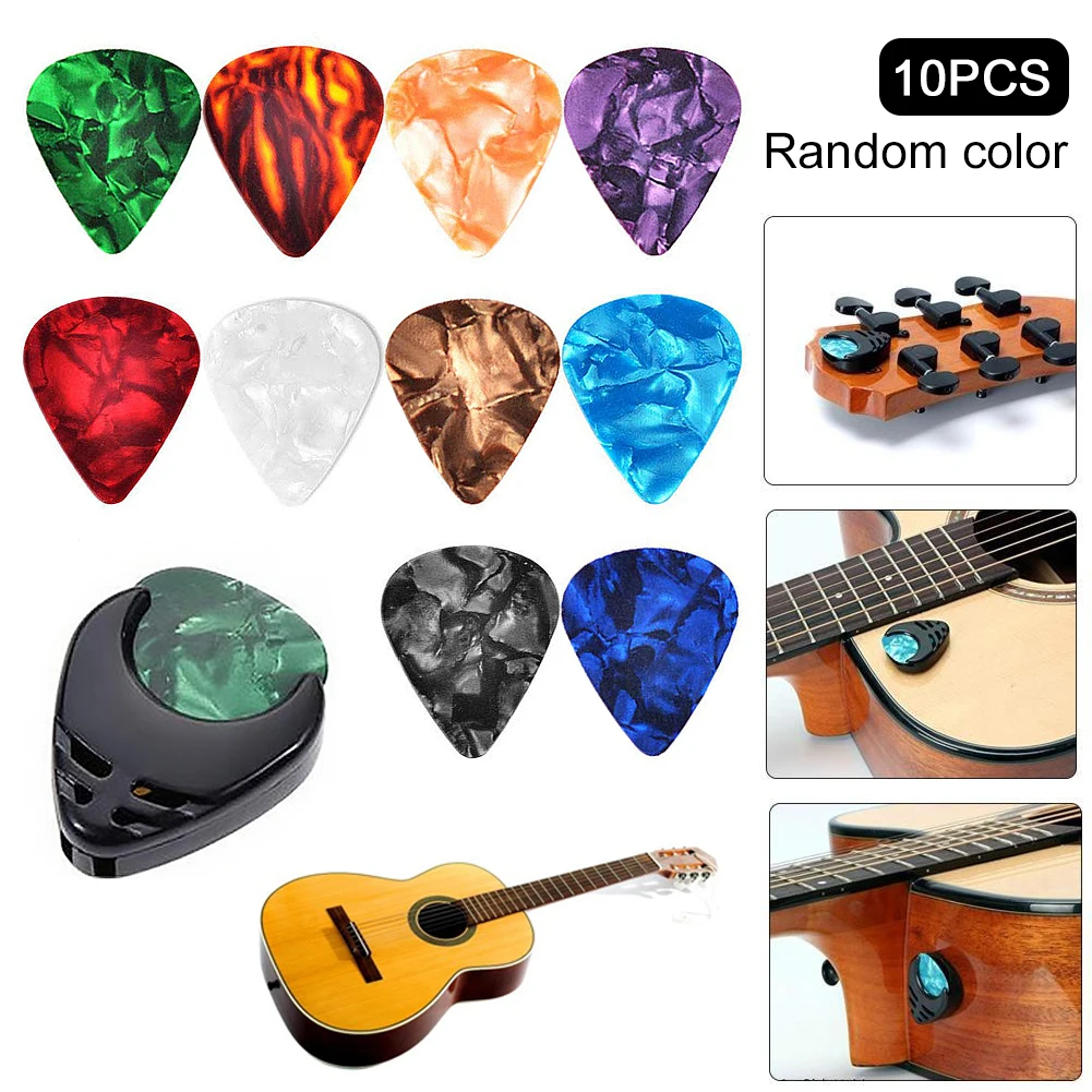 10Pcs Electric Guitar Picks Pick Holder Set for Ukulele