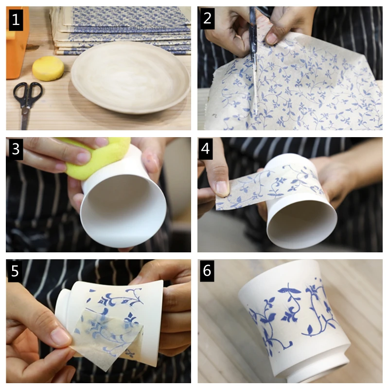 1PC New Pottery Transfer Paper Underglaze Flower Paper DIY Ceramic Coloring Jingdezhen Blue and White Porcelain Plain Decal ceramic transfer paper