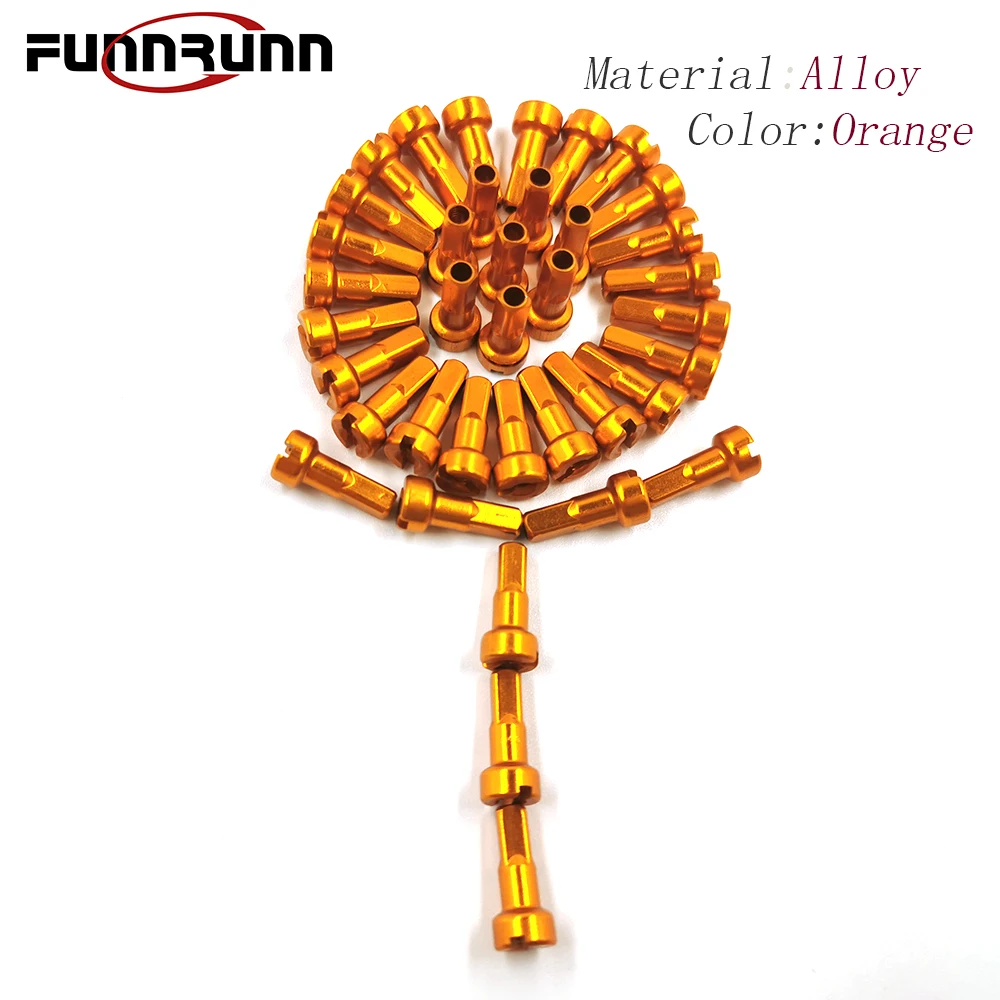 Ultralight FUNNRUNN Bike Spoke Orange MV Nipples Round Head Aluminum Alloy 14mm 14G Gauge 2.0 For Mountain MTB Road Bike Wheels