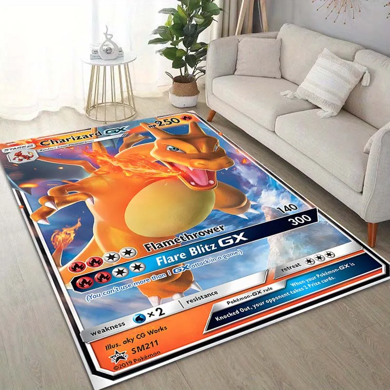 15 Sizes Pok&eacute;mon Cards Charizard Printing Carpet for Living Room Bedroom Kid's Room Home Decor Area Rug Sofa Cloakroom Mat floor mat decorative carpet kids carpet