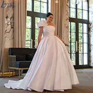 LAYOUT NICEB Strapless A-Line Plus Size Wedding Gowns Backless Back Buttons Bride Dresses Sleeveless Satin robe de mariée 2024