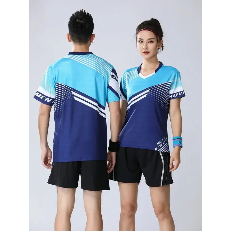 Couple Badminton Suit Set Men's and Women's Short sleeved Quick Drying Jersey Training Competition Training Sports Team Kits