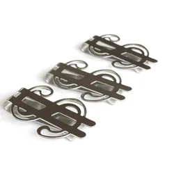 Sleek Stainless Steel Money Clip - Stylish Dollar Design Cash Holder (3pcs)