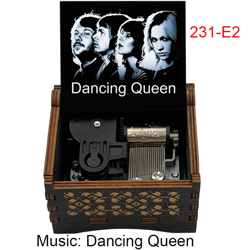 Dancing Queen Wind Up 18 note Music Box Wood Mechanism Musical Gifts for Birthday Valentine's Day Christmas Thanksgiving