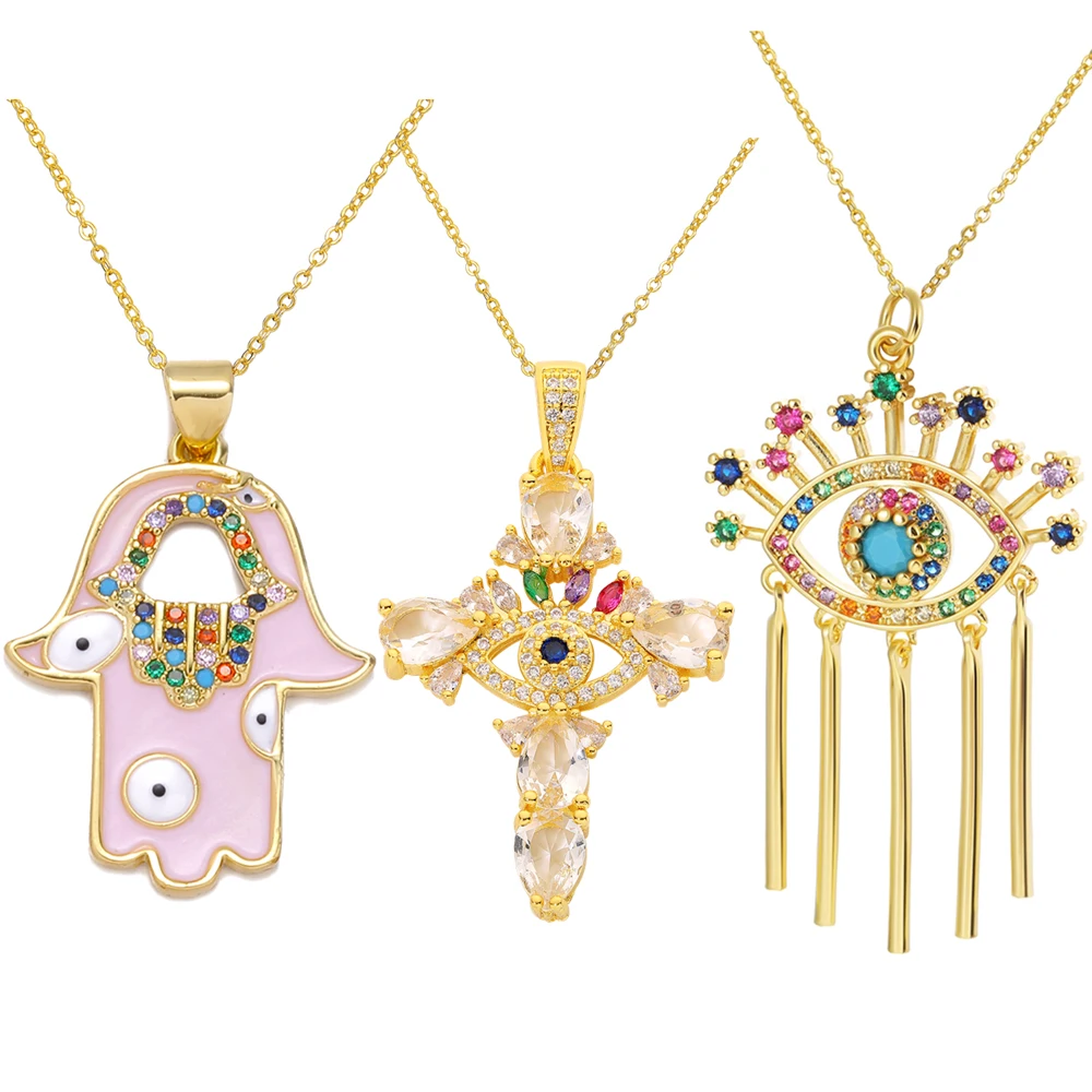 Brincos Hamsa JAJAFOOK - Mão De Fátima, Zircônia, Prata E Dourado
