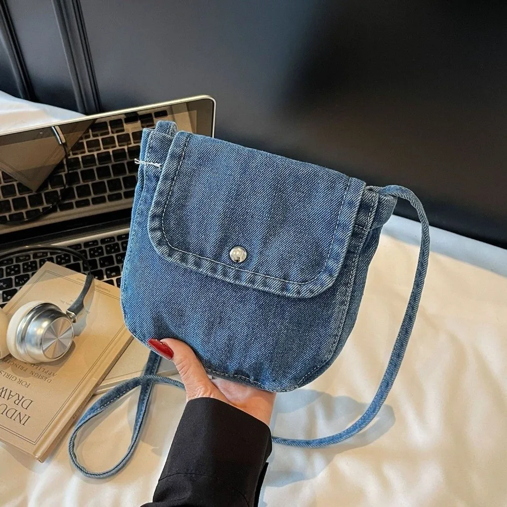 Durable Casual Crossbody Bag Simple Multi-functional Denim Canvas Bag Shopping Bag Women 2