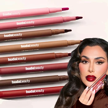 Matita per labbra Huda Beauty, colore nude opaco, impermeabile, anti-sbavatura, rosso ciliegia, matita per contorno labbra, rossetto, trucco per donna