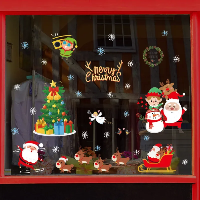 thumbnail image 1 of Pegatinas navideñas para ventanas y paredes, decoración navideña para bodas, hogar, adornos navideños 2024, regalo de Navidad 2025, feliz año nuevo, 1 of 5