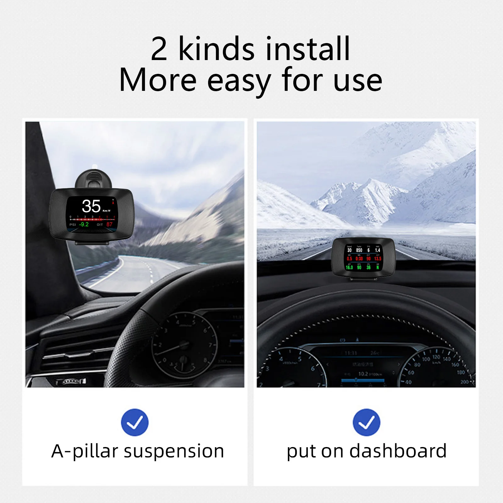 Velocímetro Digital para coche, pantalla HD OBD2 P13, GPS HUD, ordenador de a bordo automático con alarma de voltaje y temperatura de velocidad RPM