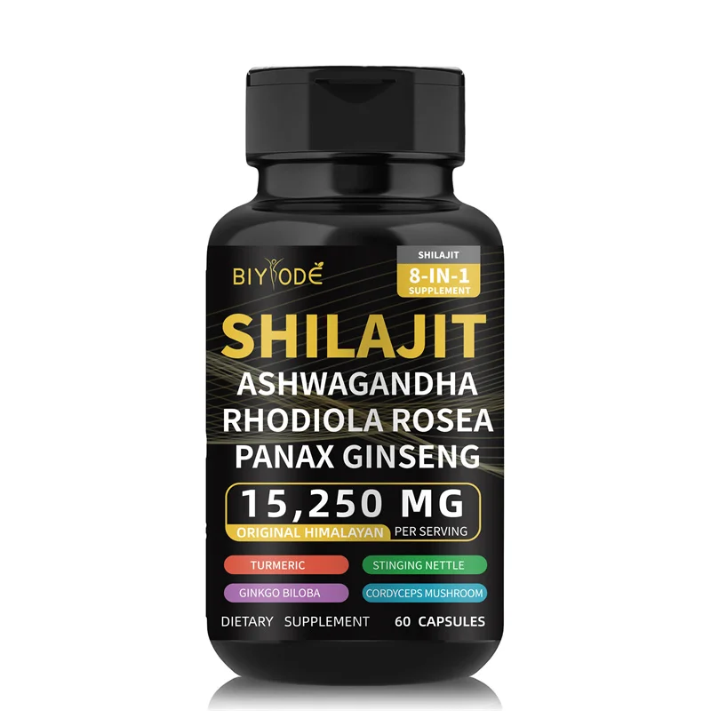 Shilajit Mineral Supplement Eight Natural Ingredients Ashwagandha Ginseng Turmeric Rhodiola Rosea