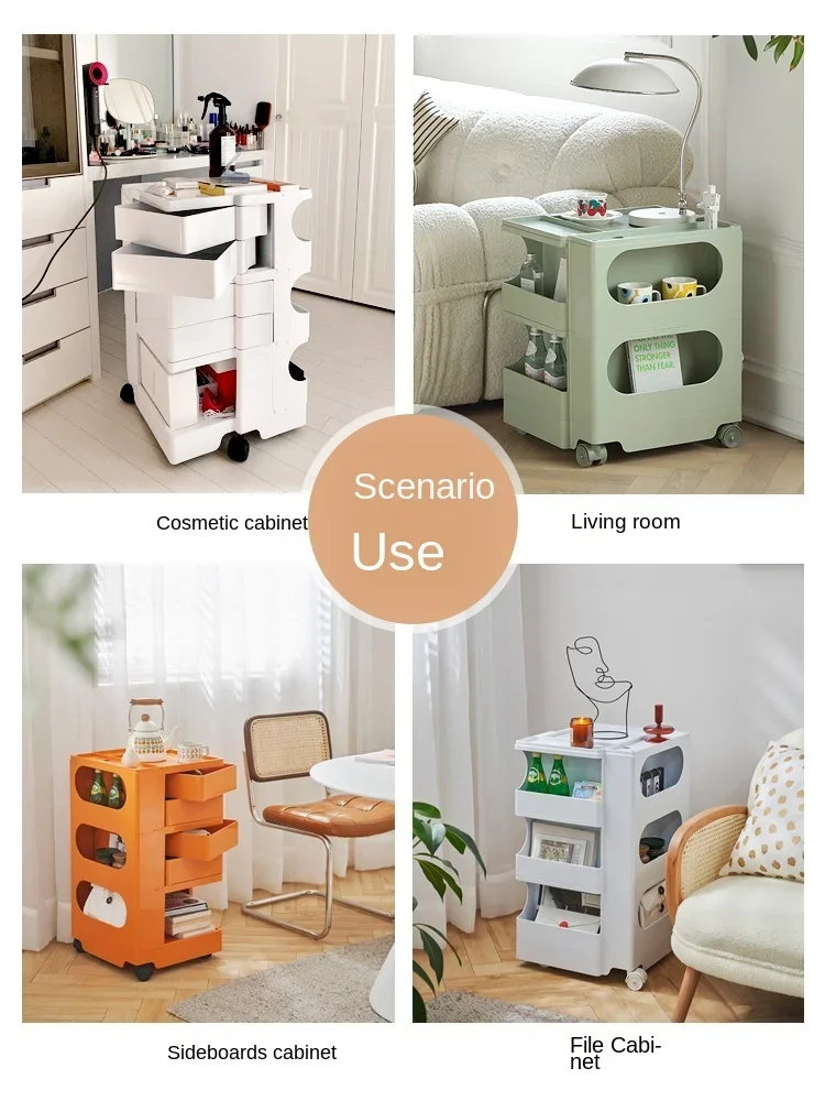 Creative Cart Storage Bedside Table Rotary Storage Cabinetins Replica Mobile Studio Multi-Layer Cabinet Multi-Function