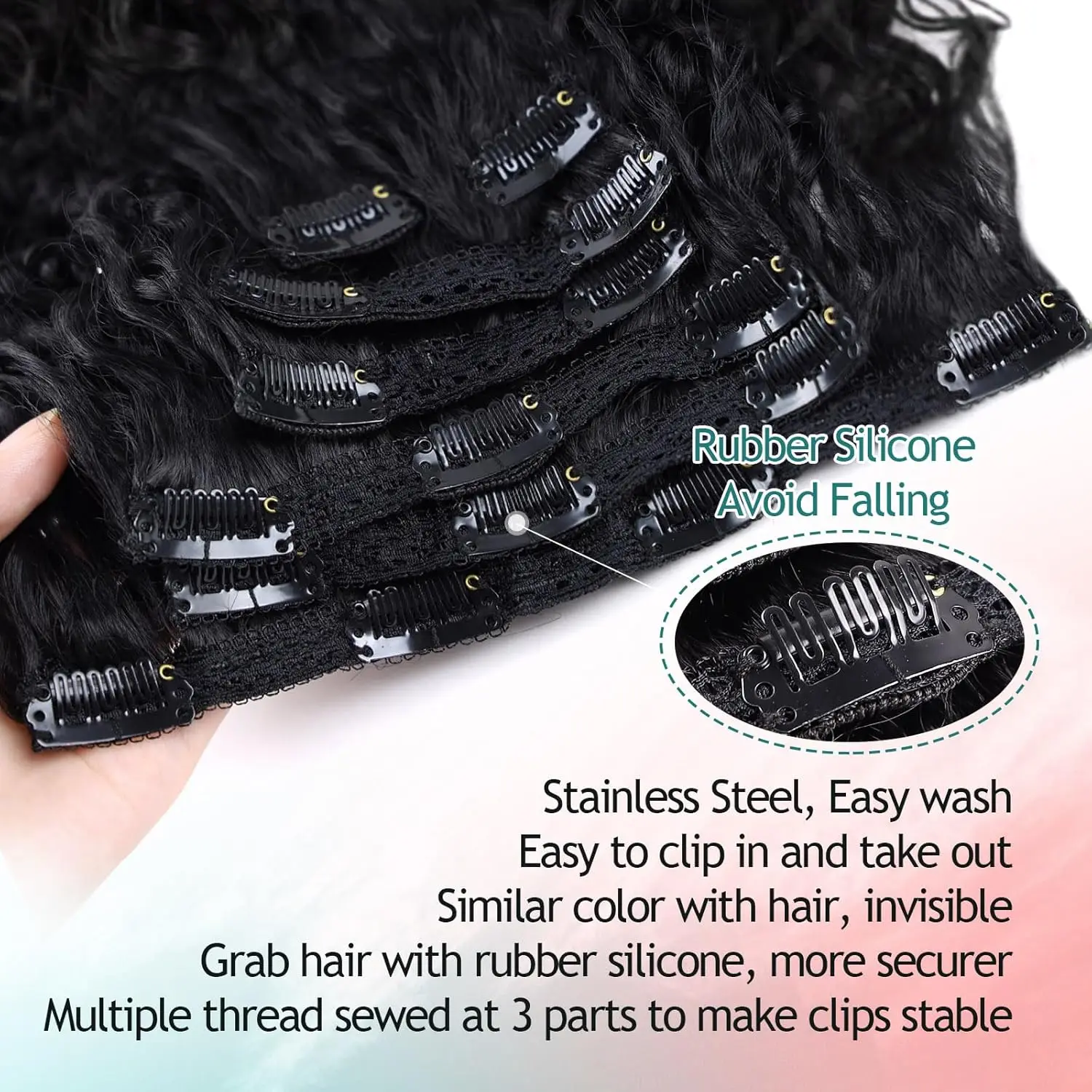 Women's Clip-In Curly Hair Extensions, Synthetic Wavy Fibers, Lightweight & Breathable, Fashion Icon Hairpiece for Daily Wear 4