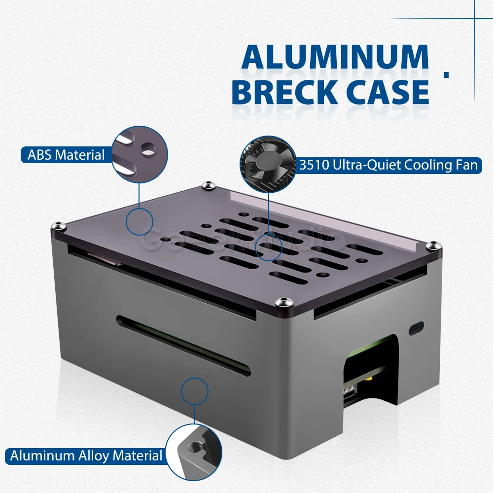 Raspberry pi Modelo b Case de Tijolo Alumínio Preto Enlosure Escudo com 3510 Ventilador Refrigeração M.2 Sata Ssd Placa Adaptador para Rpi 4b - Imagem 3