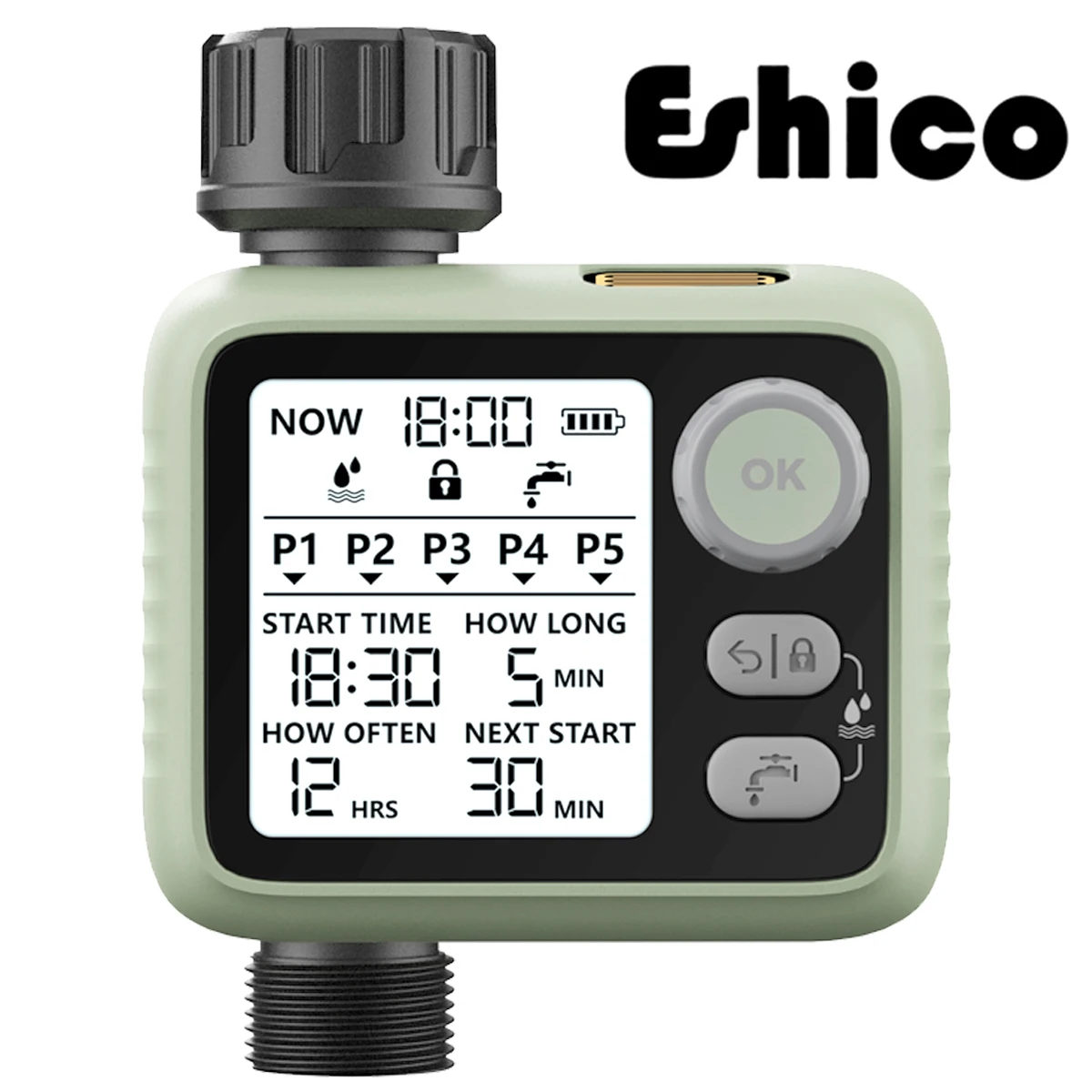 Eshico HCT-372 Water Timer Knob Easier to Operate LED Backlight Dark Night Guardian Rain Sensing More Intelligent Garden Tools 1