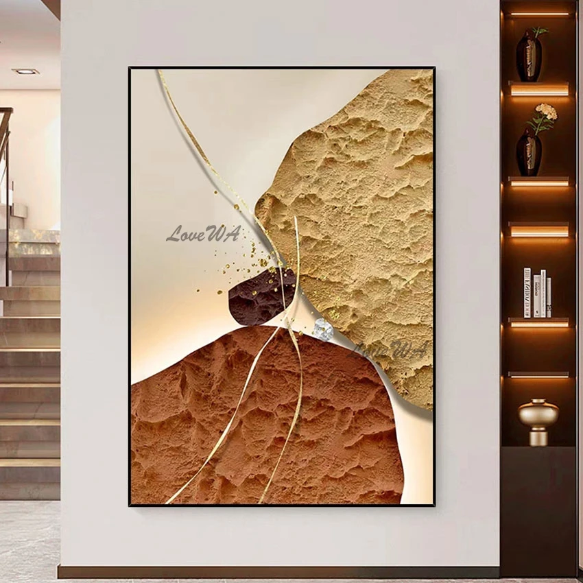 

Абстрактная художественная картина без рамы, горные скалы, ручной рисунок, легкая Картина на холсте для спальни, декор стен, акриловое произведение искусства