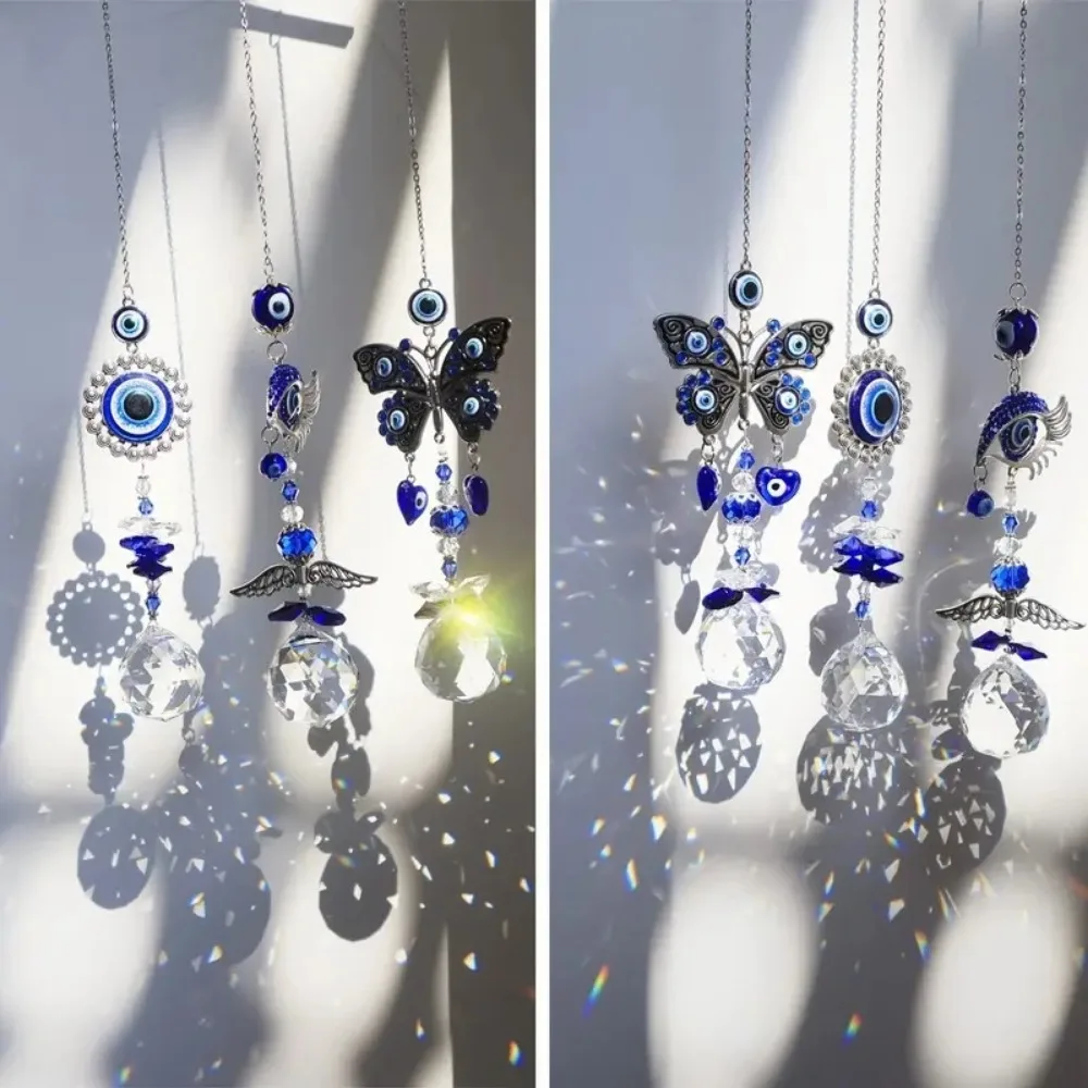 Turkish Blue Evil Eye Butterfly Wall Hanging with Crystal Suncatcher Home Decor Protection Good Luck Blessing Housewarming 6