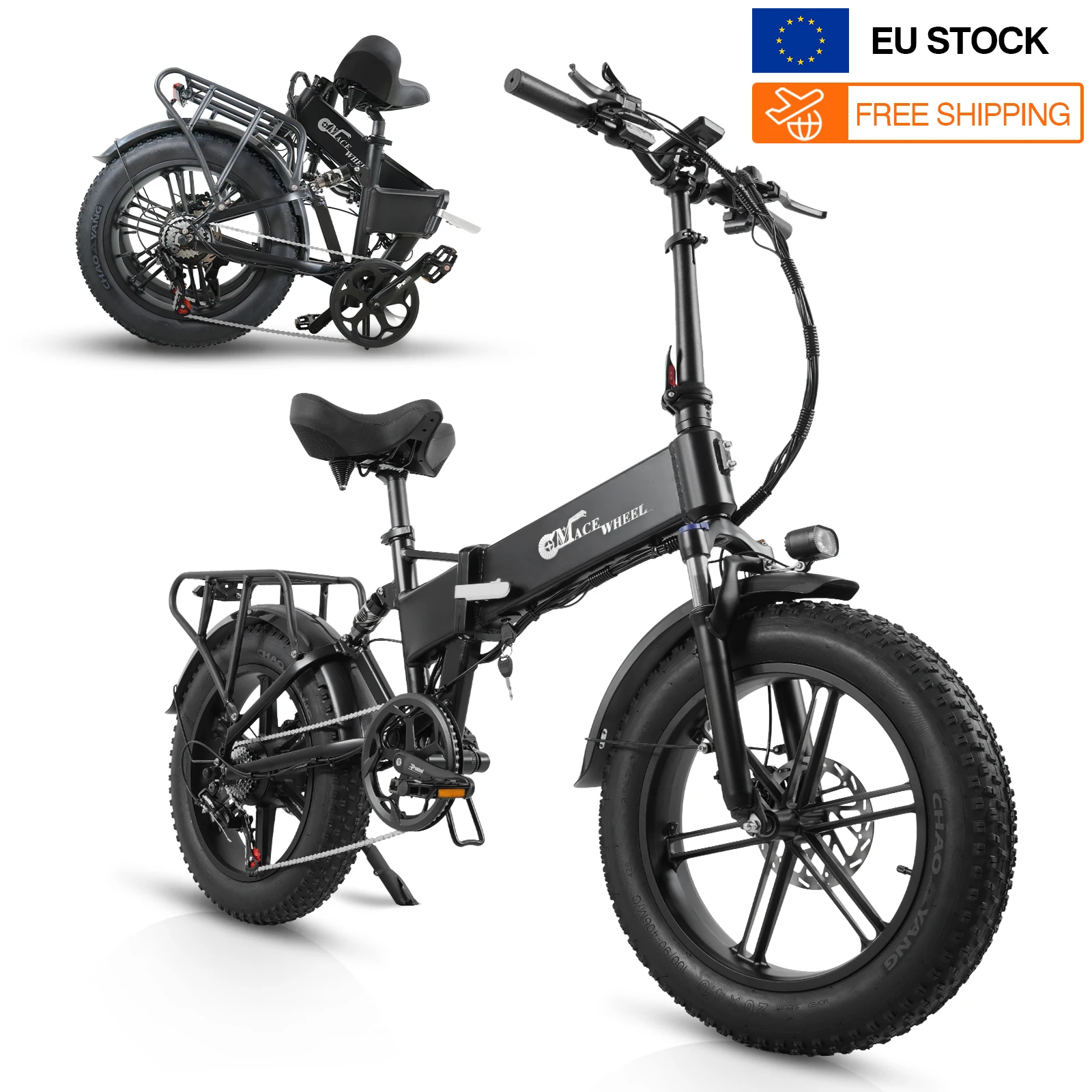 CMACEWHEEL RX20 Faltbares Elektrofahrrad 1000W Motor 48V18AH Hydraulische Bremse 20*4,0 Einteiliges Rad Allterrain-Mountainbike für Erwachsene – Detail 25