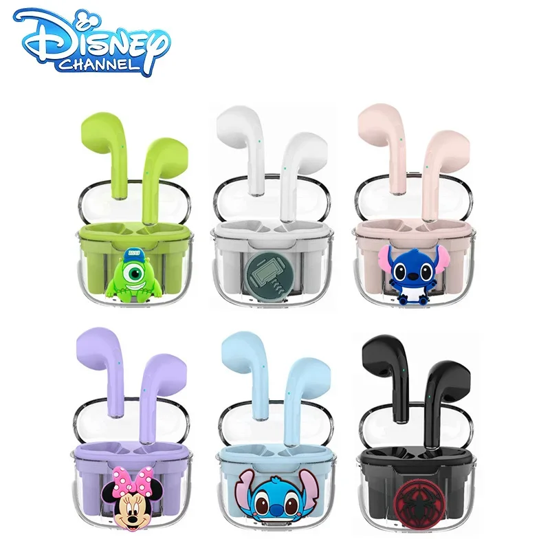 Disney-Bluetoothワイヤレスヘッドセット,透明な充電ボックス