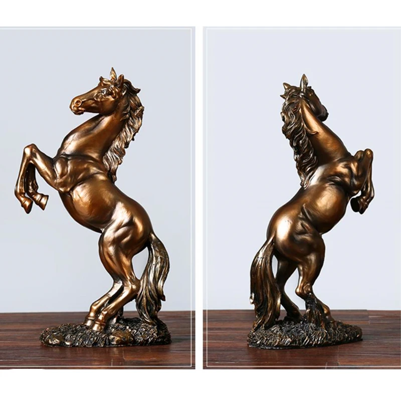 

BUF-большая статуя декора белой лошади из смолы, украшение дома, скульптура животного, украшения для рабочего стола, черные фигурки