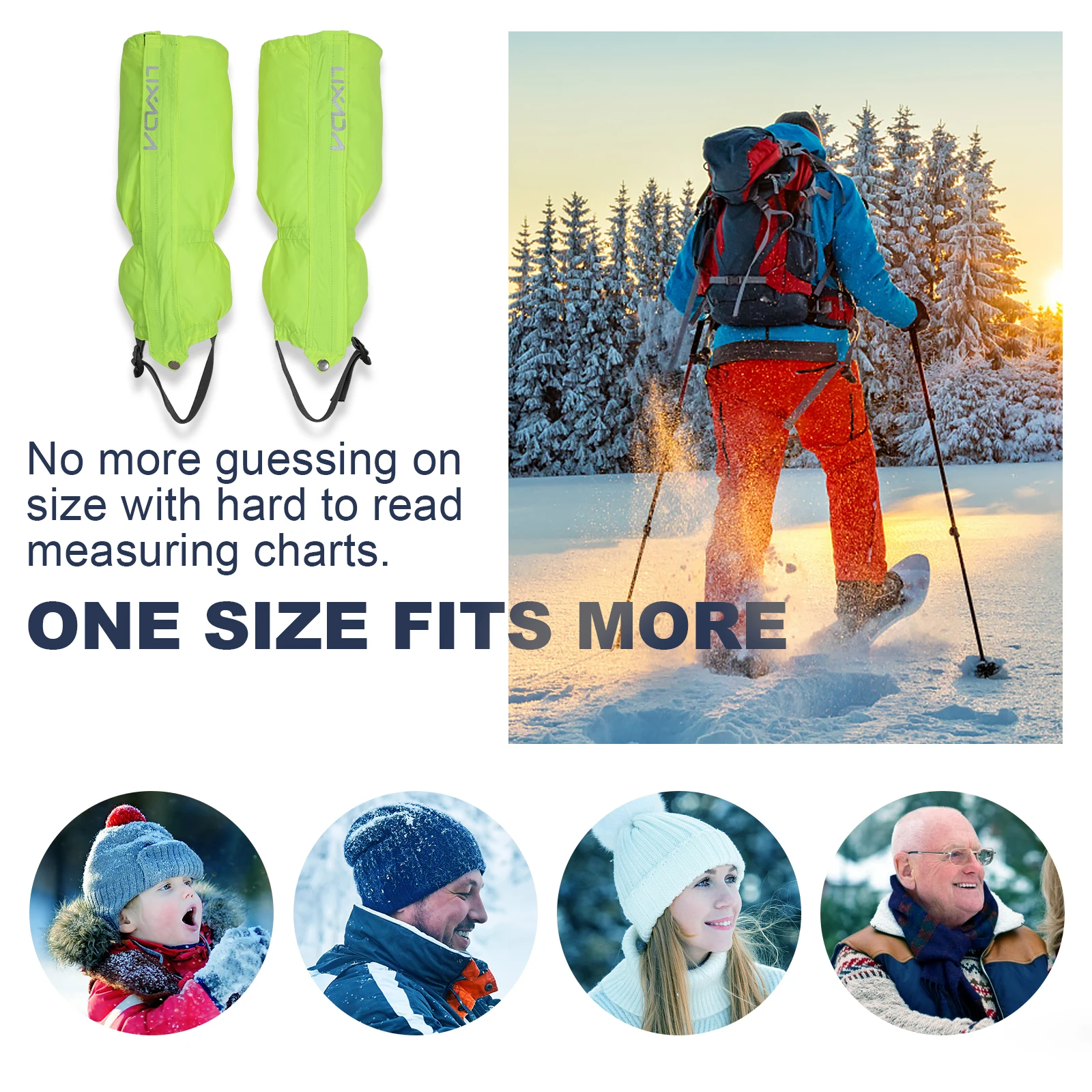 Lixada 1 Paar Gamaschen Outdoor Unisex Reiß verschluss Verschleiß und wasserdichte Stoff Gamaschen Leggings Abdeckung für Radfahren Snowboarden – Detail 15