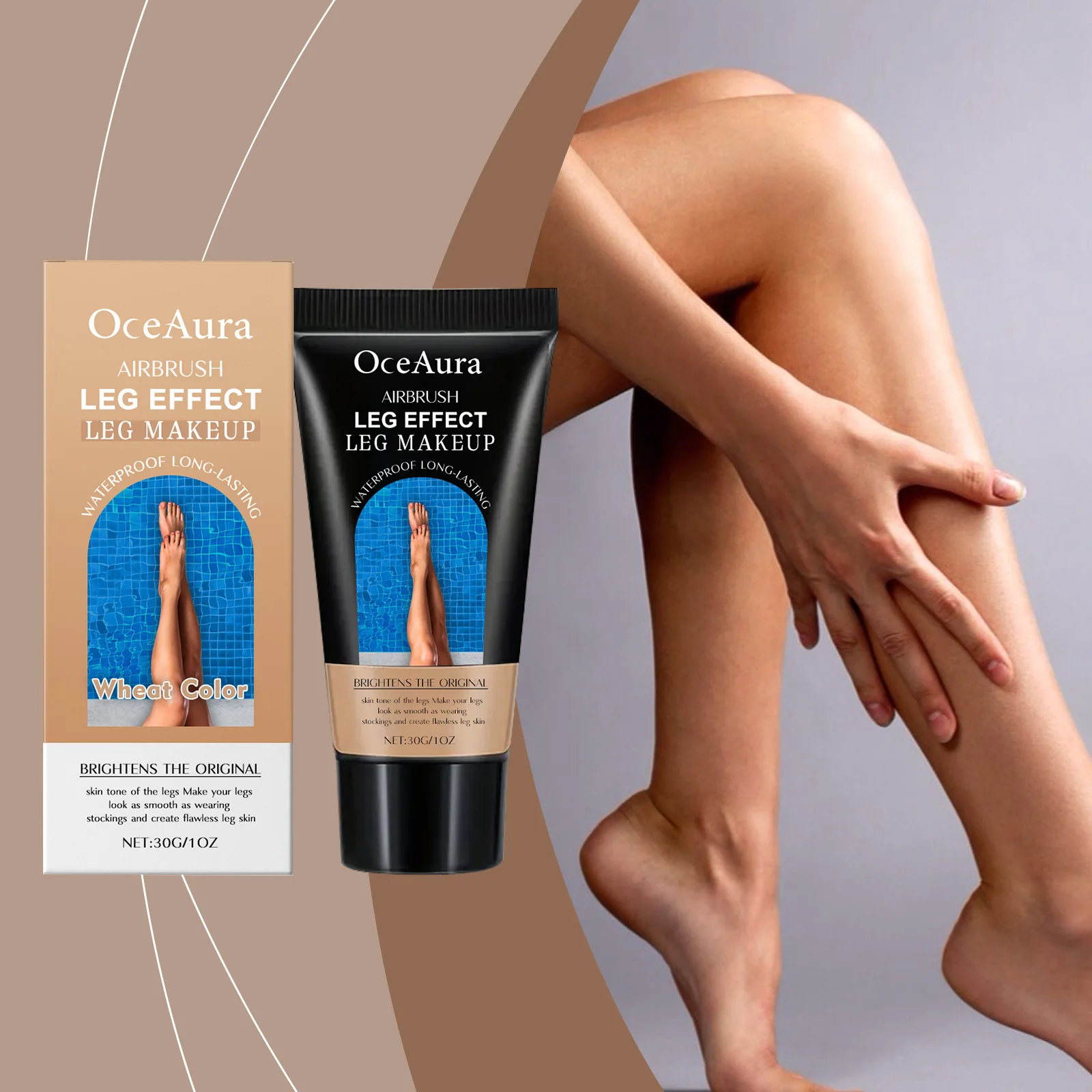 30g Leg Makeup Foundation Long-lasting Waterproof Anti-Transfer Concealer Even Skin Tone Wheat Tan Brown Foundation Skin Care