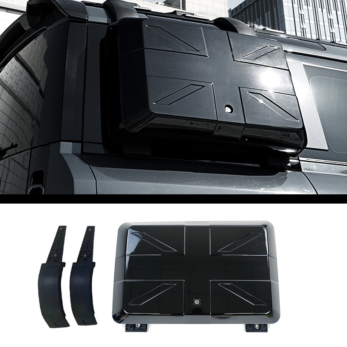 Land Rover Boot Defender Box Black Flag Side Toolbox Storage Box fits for Land Rover Defender 110 90 ...
