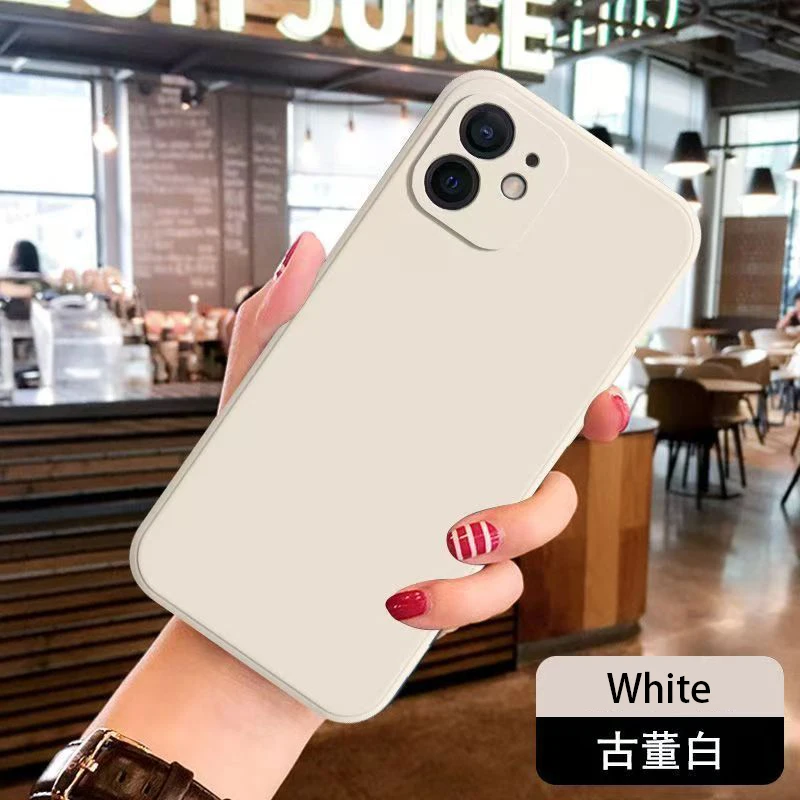 Sleek Matte Square Silicone Phone Case with Camera Protection